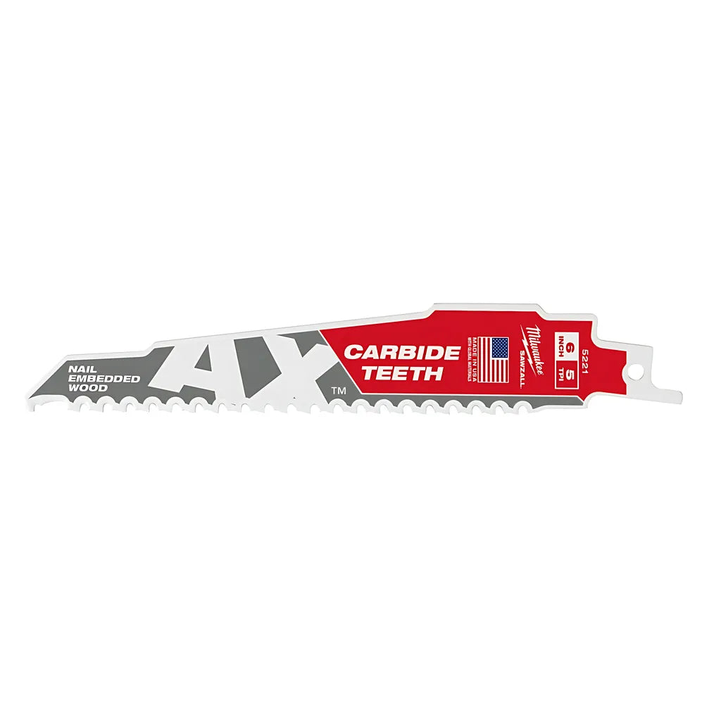 The Ax With Carbide Teeth Sawzall Blade 6 In. 5T 3Pk-Milwaukee-48-00-5321-11935