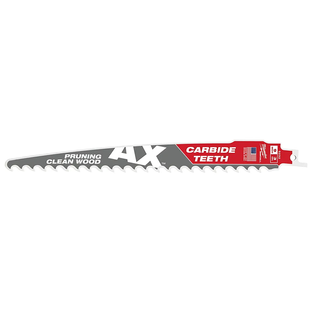 9" 3 Tpi The Ax With Carbide Teeth For Pruning & Clean Wood Sawzall® Blade 3Pk-Milwaukee-48-00-5332-7045
