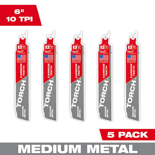 6" 10Tpi The Torch With Carbide Teeth For Medium Metal 5Pk-Milwaukee-48-00-5551-6566