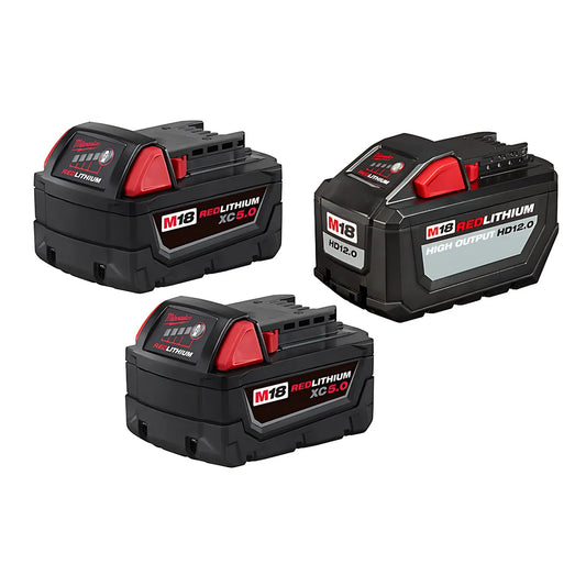 M18 Redlithium High Output Hd12.0 & M18 Redlithium Xc5.0 Batteries (3-Pack)-Milwaukee-48-11-1812P5-9925