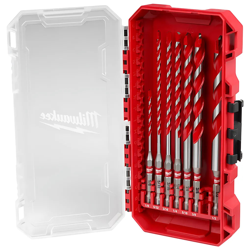 7Pc. Shockwave Impact Duty Carbide Hammer Drill Bit Set-Milwaukee-48-20-9057-6862