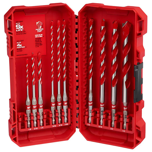 10Pc. Shockwave Impact Duty Carbide Hammer Drill Bit Set-Milwaukee-48-20-9058-4152