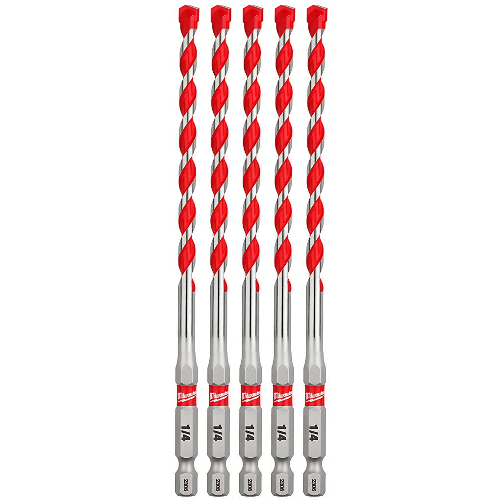 1/4" X 4" X 6" Shockwave Impact Duty Carbide Hammer Drill Bits - 5 Pk-Milwaukee-48-20-9162-3964