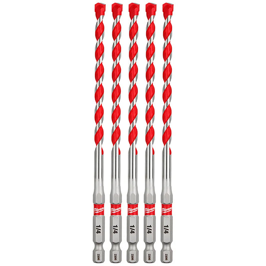 1/4" X 4" X 6" Shockwave Impact Duty Carbide Hammer Drill Bits - 5 Pk-Milwaukee-48-20-9162-3964