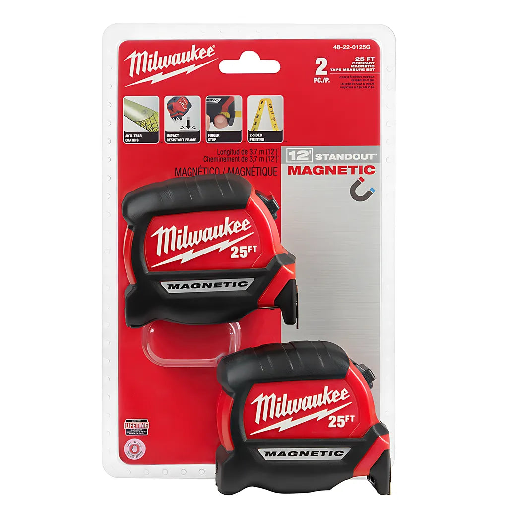 25 Ft. Compact Magnetic Tape Measure Bogo-Milwaukee-48-22-0125G-5324