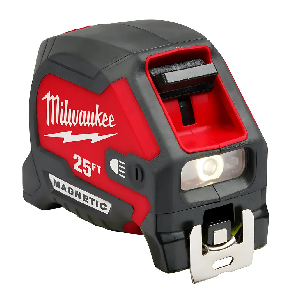 25Ft Compact Wide Blade Magnetic Tape Measure W/ Rechargeable 100L Light-Milwaukee-48-22-0428-5362