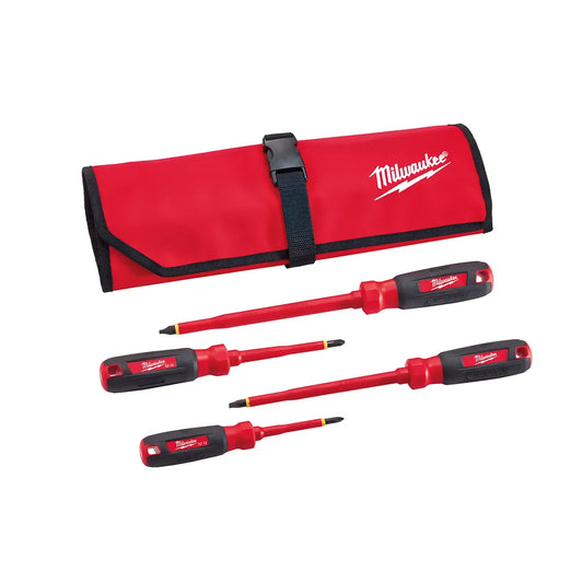 4-Piece 1000V Insulated Screwdriver Set W/ Roll Pouch-Milwaukee-48-22-2204-6202