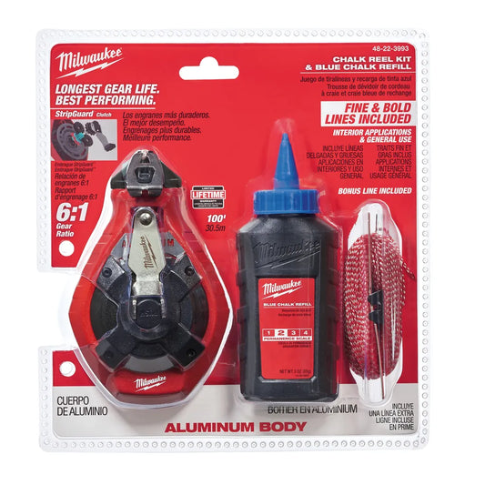 100 Ft. Precision Line Chalk Reel Kit With Bonus Bold Line And Blue Chalk-Milwaukee-48-22-3993-4091