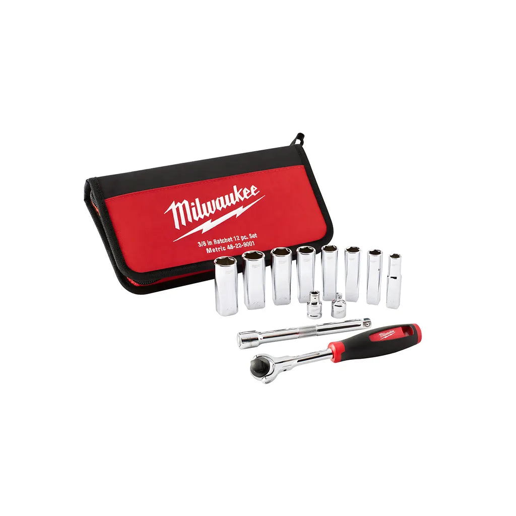 12-Piece 3/8 In. Drive Metric Socket Set-Milwaukee-48-22-9001-4554