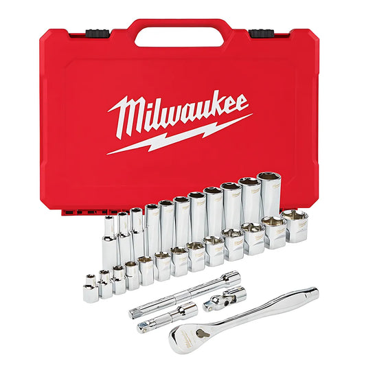 3/8 In. Drive 28 Pc. Ratchet & Socket Set- Sae-Milwaukee-48-22-9408-5663