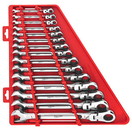 15Pc Sae Flex Head Ratcheting Combination Wrench Set-Milwaukee-48-22-9413-4854