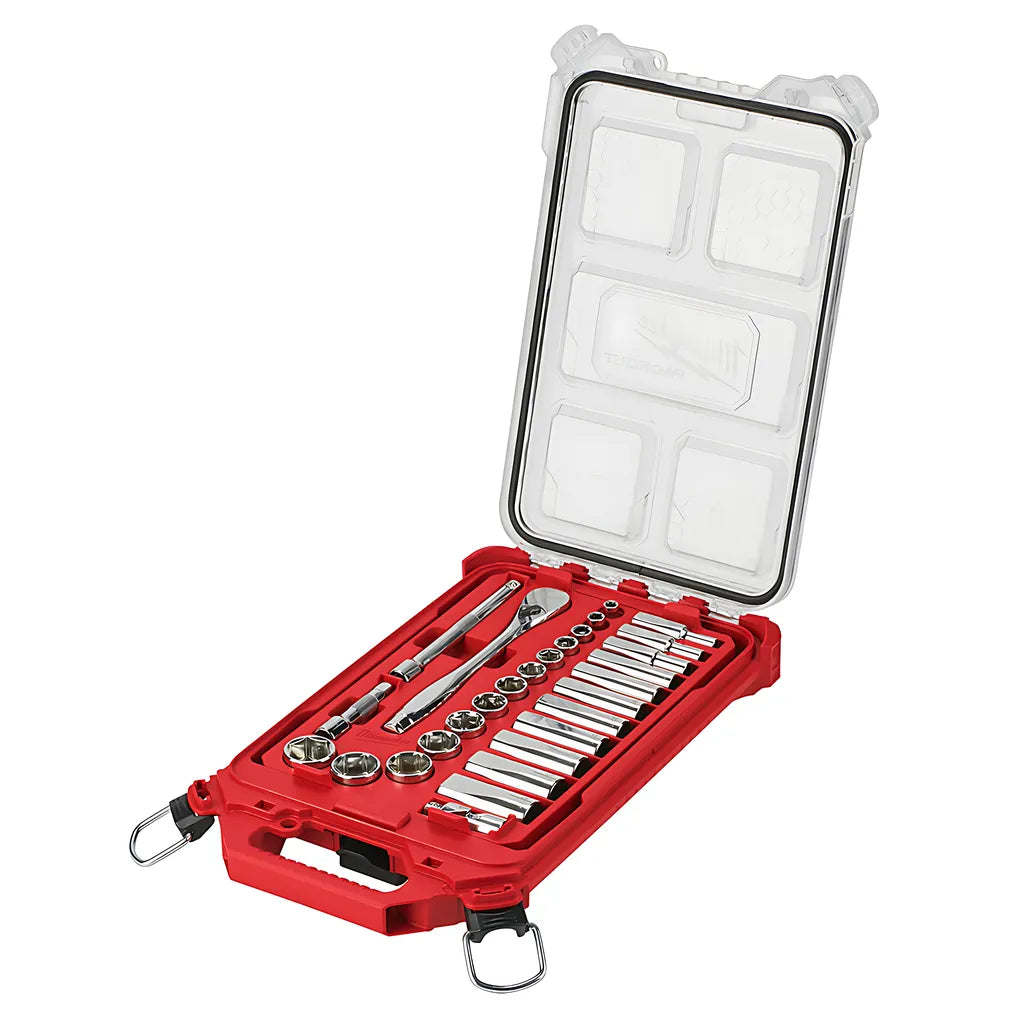 3/8" 28 Pc Ratchet & Socket Set With Packout Organizer-Milwaukee-48-22-9481-5727