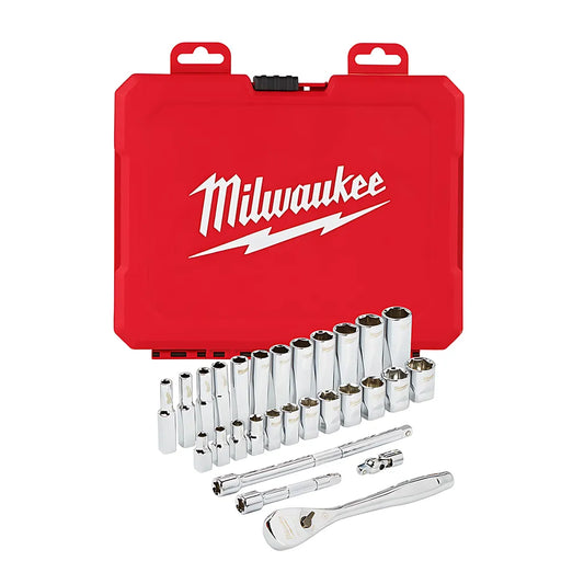 1/4 In. Drive 28 Pc. Ratchet & Socket Set - Metric-Milwaukee-48-22-9504-3840