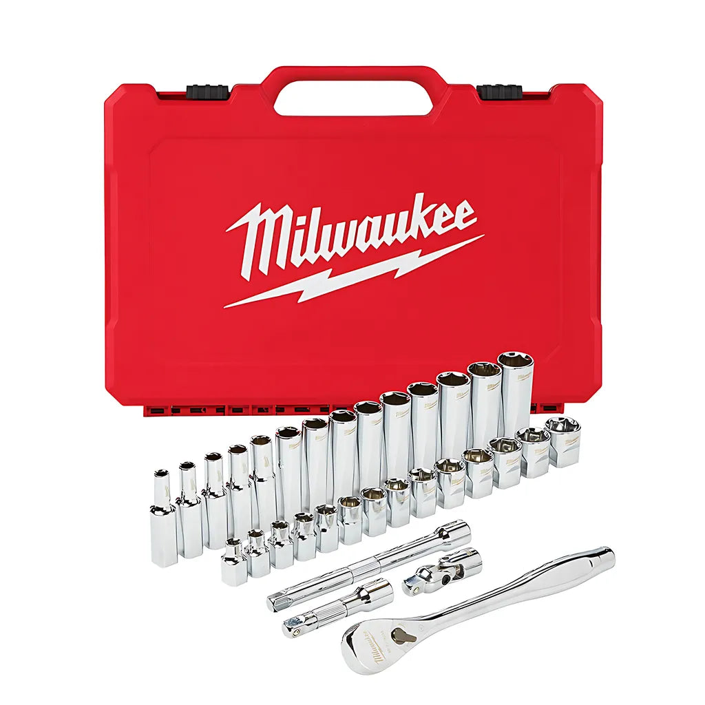 3/8 In. Drive 32 Pc. Ratchet & Socket Set - Metric-Milwaukee-48-22-9508-5668