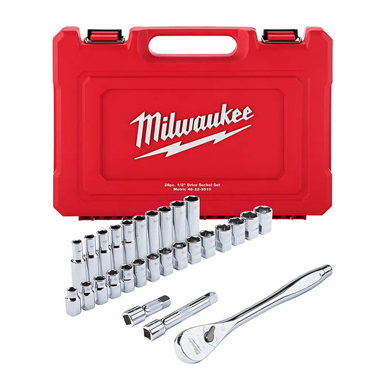 28 Pc. 1/2 In. Socket Wrench Set (Metric)-Milwaukee-48-22-9510-5393