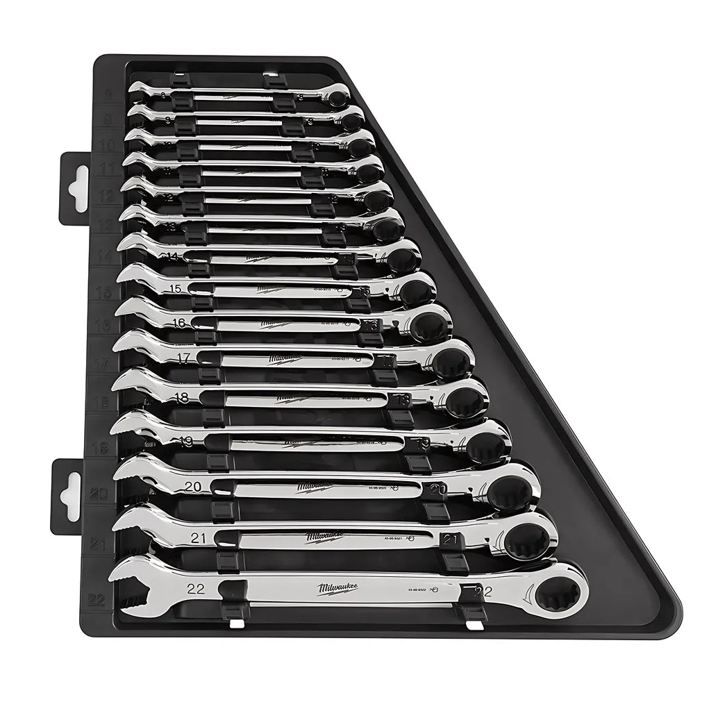 15Pc Ratcheting Combination Wrench Set - Metric-Milwaukee-48-22-9516-4850