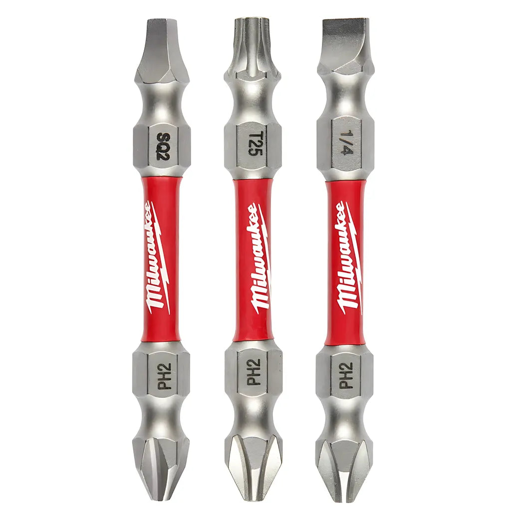 Shockwave Impact Duty Ph2/Sq2/T25 Double Ended Bits 3Pc-Milwaukee-48-32-4319-11025