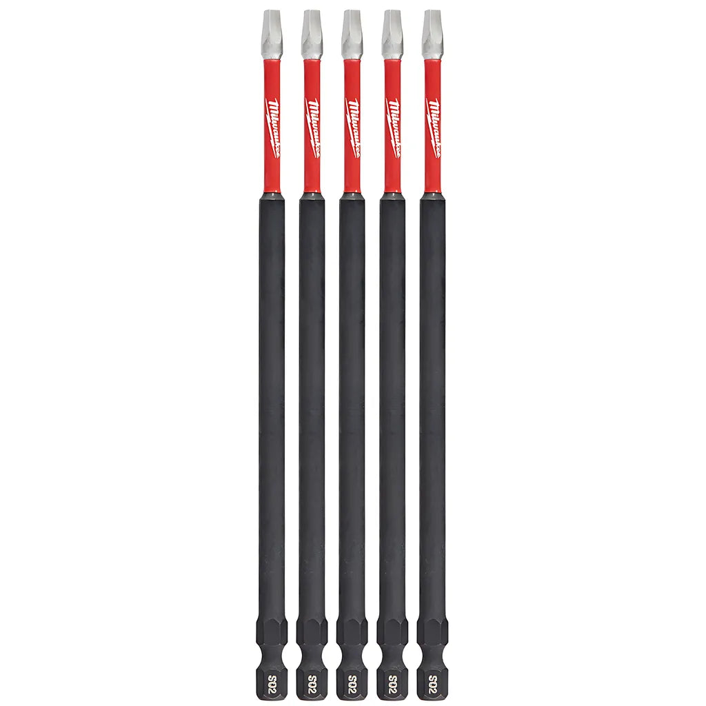 Shockwave 6 In. Square Recessed #2 Power Bit 5Pk-Milwaukee-48-32-4855-11272