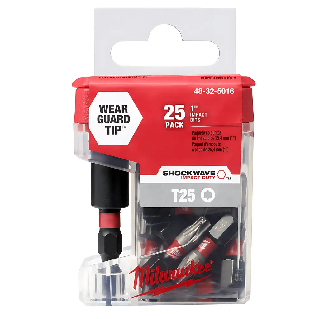 Shockwave Impact T25 Insert Bits With Bit Holder 25Pk-Milwaukee-48-32-5016-11739