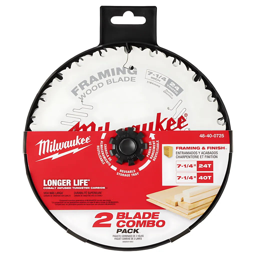 7-1/4" 24T & 40T Circular Saw Blade 2Pk-Milwaukee-48-40-0725-6810