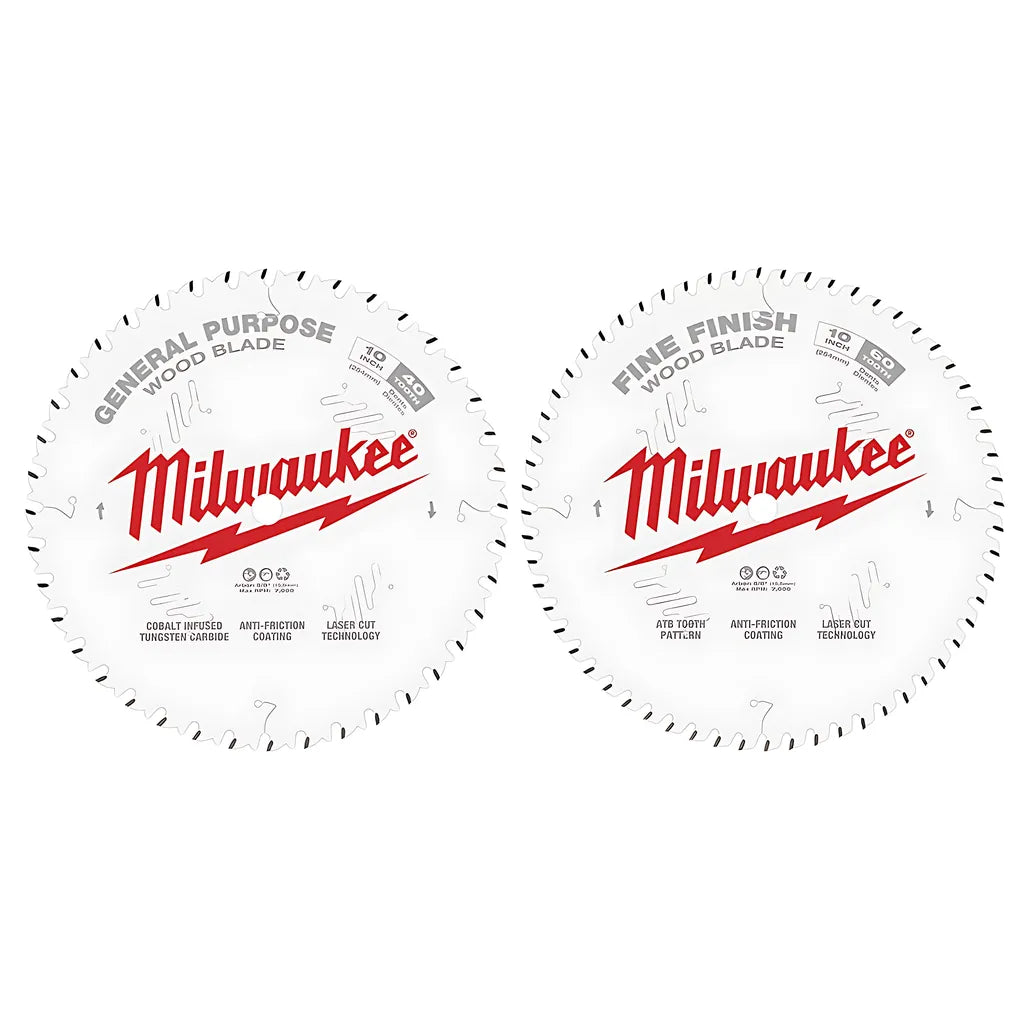 10 In. 40T + 60T Two Pack Circular Saw Blades-Milwaukee-48-40-1036-4010