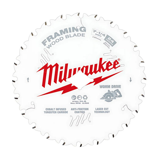 7-1/4 In. 24T Worm Drive Framing Circular Saw Blade-Milwaukee-48-41-0723-6801