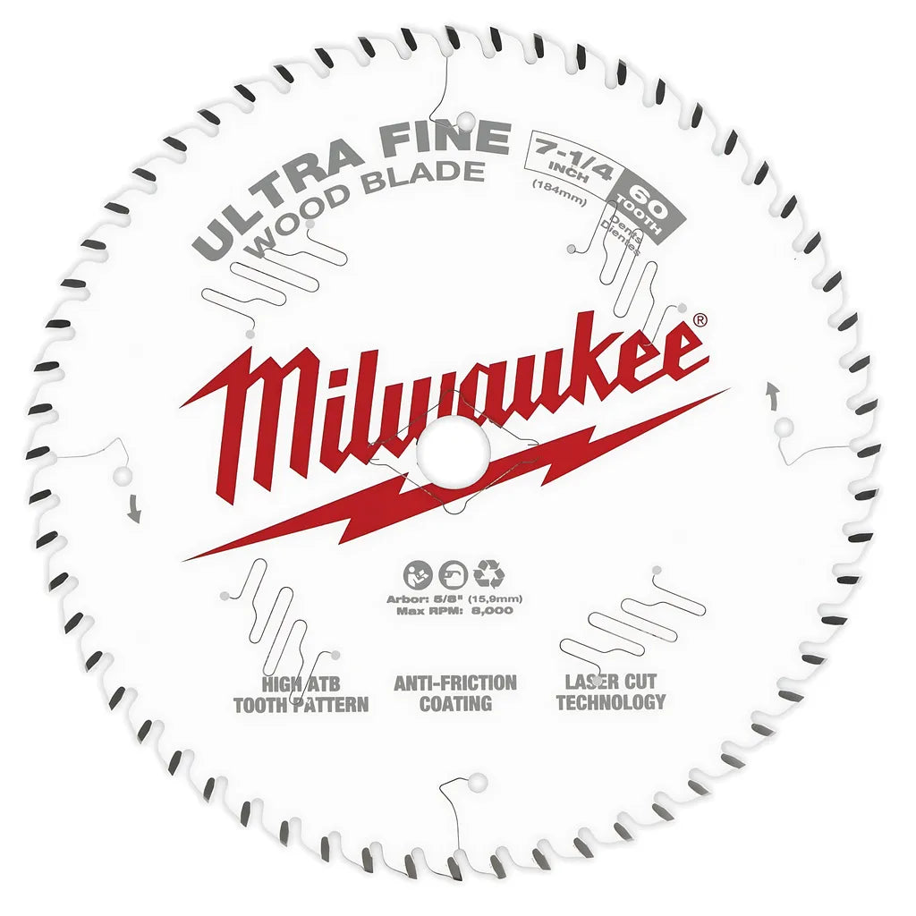 7-1/4 In. 60T Ultra Fine Finish Circular Saw Blade-Milwaukee-48-41-0730-6805