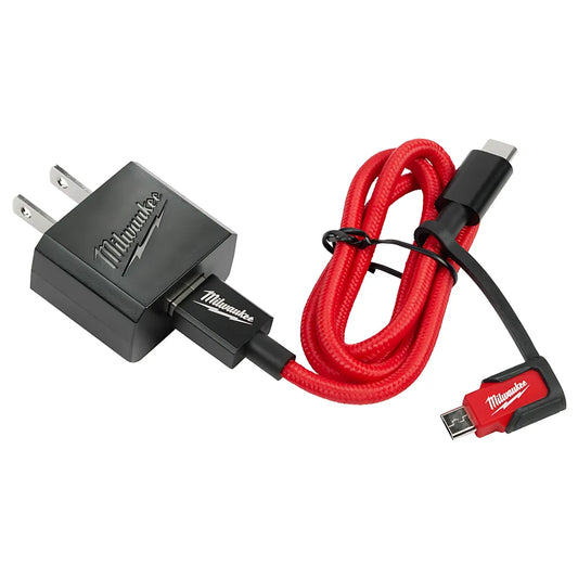 3Ft Usb-C And 2.1A Wall Charger W/Micro Usb Adaptor-Milwaukee-48-59-1209-5957