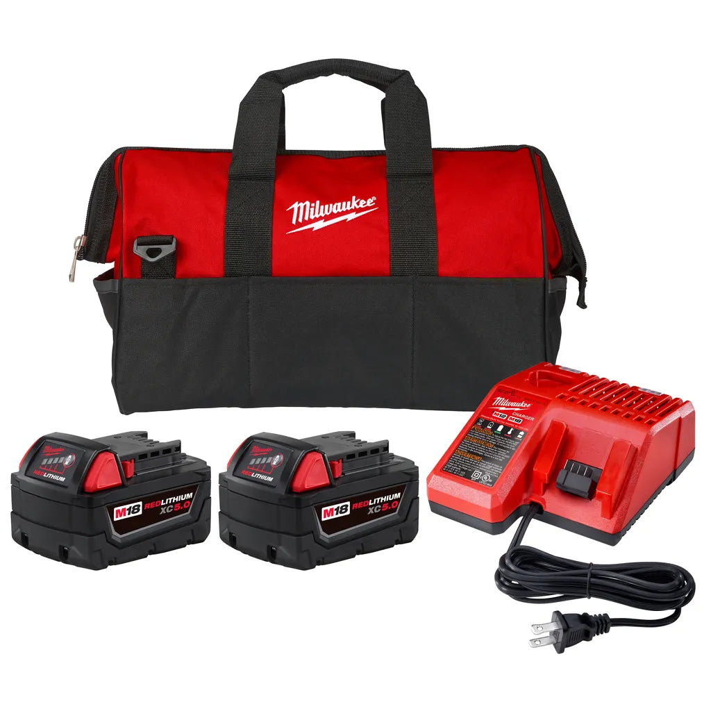 M18 Redlithium Xc 5.0Ah Battery (2 Piece) And Charger Starter Kit-Milwaukee-48-59-1852P-9935