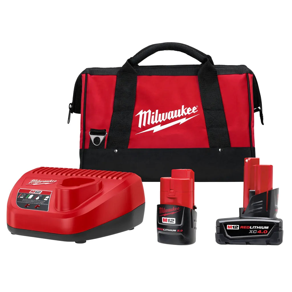 M12 Redlithium Cp 2.0Ah & Xc 4.0Ah Battery And Charger Starter Kit-Milwaukee-48-59-2424P-9178