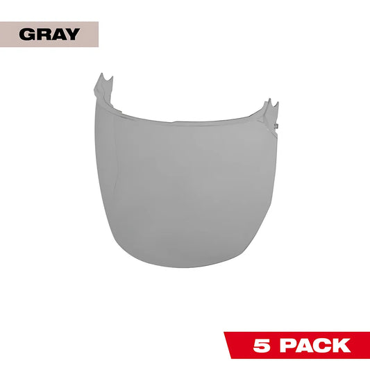 5Pk Gray Face Shield Replacement Lenses (Helmet & Hard Hat Mount)-Milwaukee-48-73-1442-6455