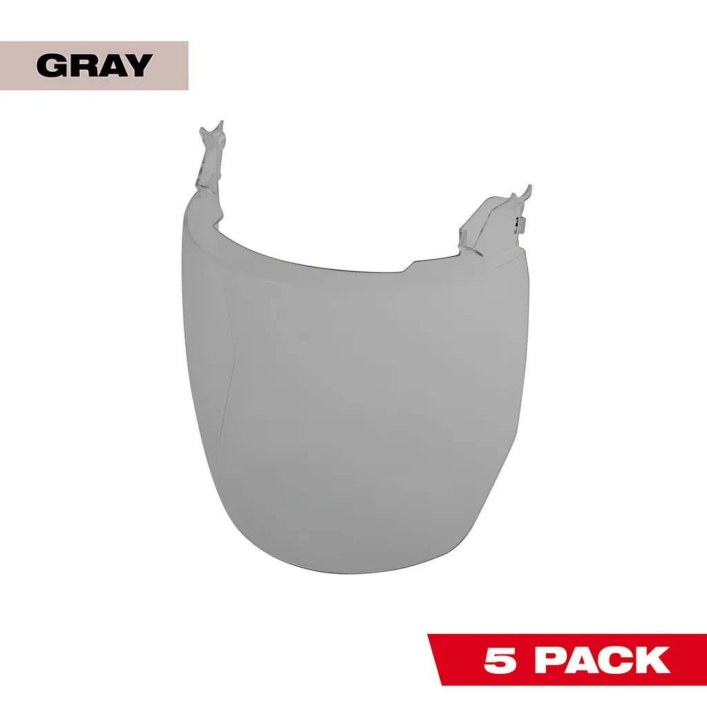 5Pk Gray Face Shield Replacement Lenses (No-Brim Helmet Only Mount)-Milwaukee-48-73-1446-6454