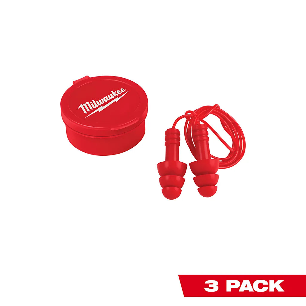 3Pk Reusable Corded Earplugs-Milwaukee-48-73-3151P-5978