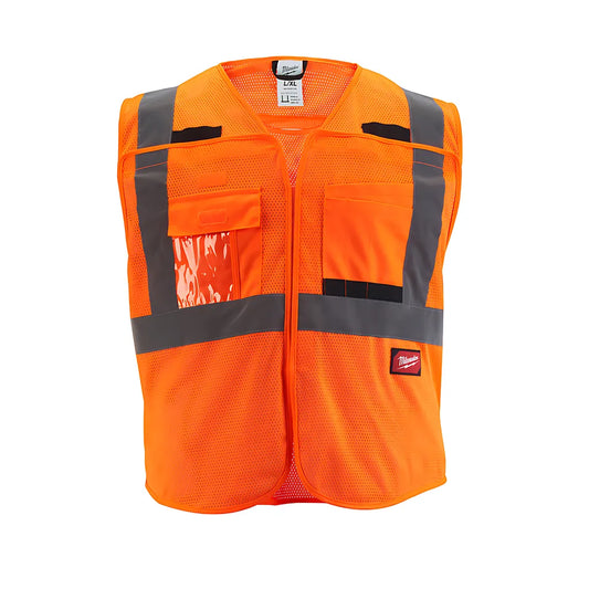 Class 2 Breakaway High Visibility Orange Mesh Safety Vest - 4Xl/5Xl-Milwaukee-48-73-5128-7390