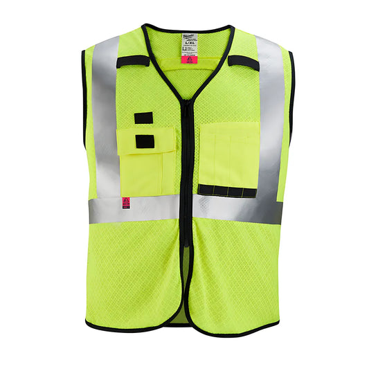 Ar/Fr Cat. 1 Class 2 High Visibility Yellow Mesh Safety Vest - 4Xl/5Xl-Milwaukee-48-73-5204-7180