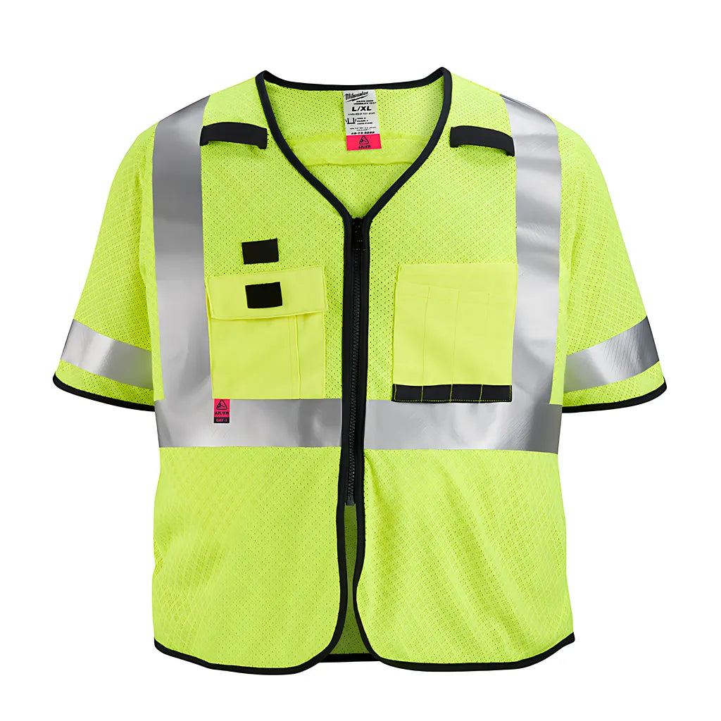 Ar/Fr Cat. 1 Class 3 High Visibility Yellow Mesh Safety Vest - L/Xl-Milwaukee-48-73-5222-7200