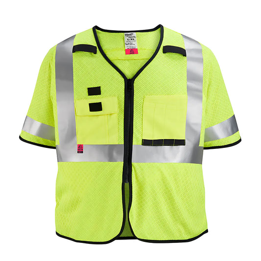 Ar/Fr Cat. 1 Class 3 High Visibility Yellow Mesh Safety Vest - 4Xl/5Xl-Milwaukee-48-73-5224-7196