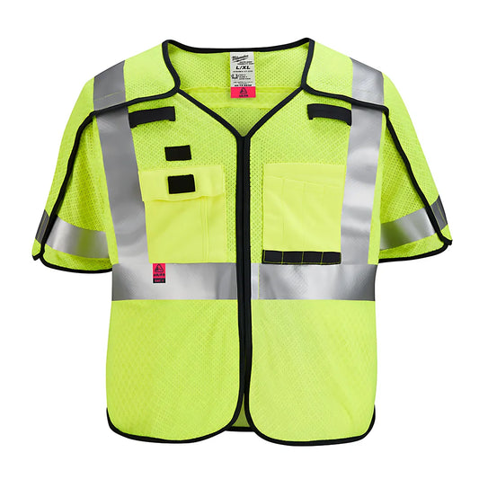 Ar/Fr Cat. 1 Class 3 Breakaway High Visibility Yellow Mesh Safety Vest - 2Xl/3Xl (Ansi/Csa)-Milwaukee-48-73-5233-7186