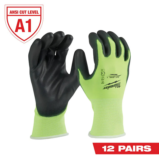 High Visibility Cut Level 1 Polyurethane Dipped Gloves - L-Milwaukee-48-73-8912B-1032