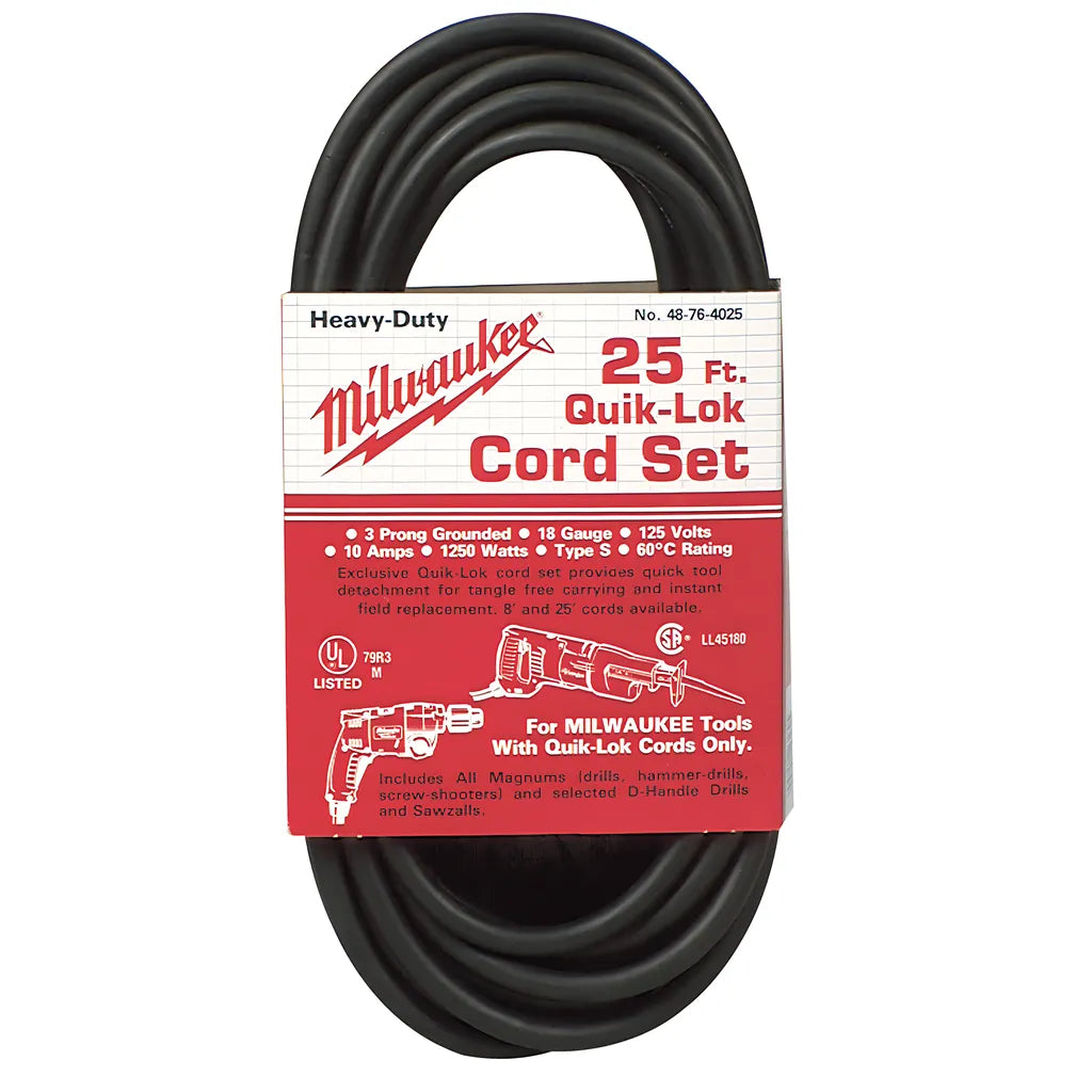 25 Ft. 3-Wire Quik-Lok® Cord-Milwaukee-48-76-4025-5322