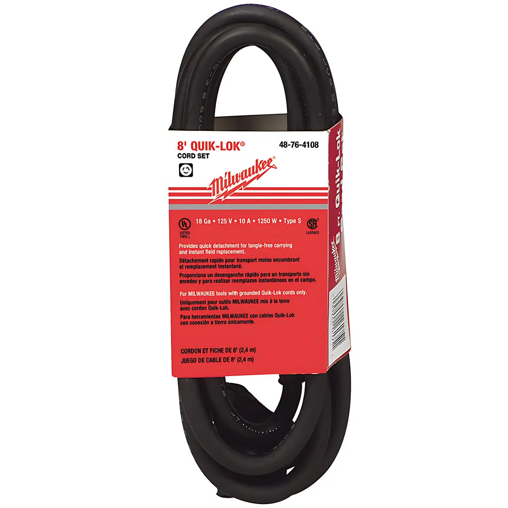 8 Ft. 3-Wire Quik-Lok W/Twist Style Plug Cord-Milwaukee-48-76-4108-6871