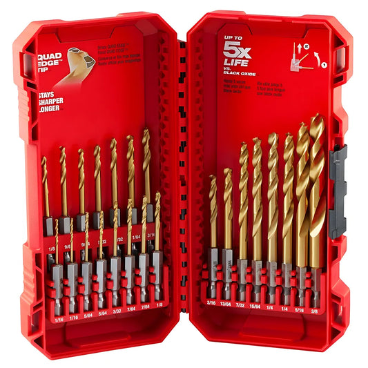 Shockwave Impact Duty Red Helix Titanium Drill Bit Set  23Pc-Milwaukee-48-89-4631-11029