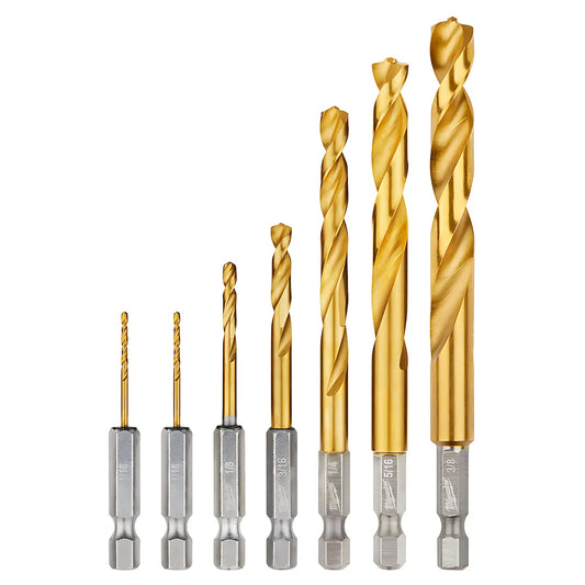 Shockwave Red Helix Titanium Drill Bit Set - 7Pc-Milwaukee-48-89-4637-11774