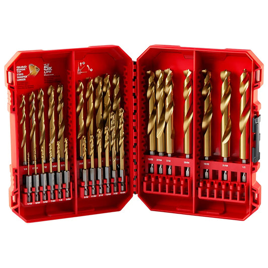 Shockwave Impact Duty Red Helix Titanium Drill Bit Set - 29Pc-Milwaukee-48-89-4672-11030