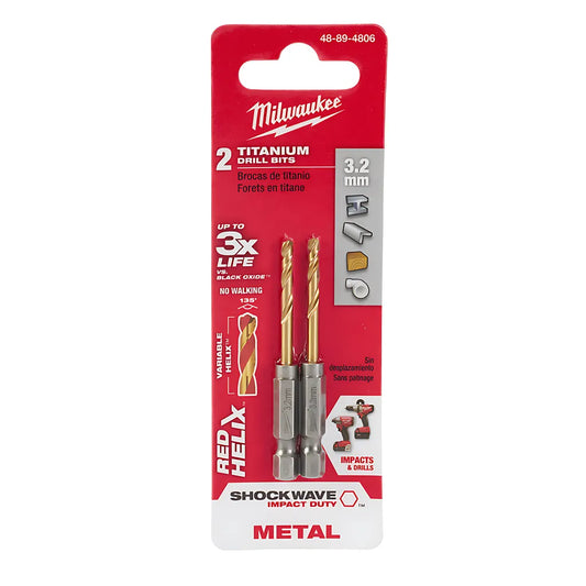 3.2Mm Metric Titanium Shockwave Red Helix Bit-Milwaukee-48-89-4806-5510