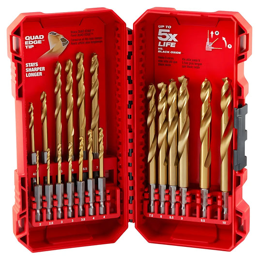 Shockwave Impact Duty Red Helix Titanium Metric Drill Bit Set  19Pc-Milwaukee-48-89-4860-11032