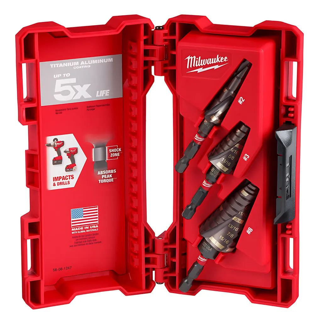 Shockwave Impact Duty Step Bit Mechanical Set (#2, #3, #8)-Milwaukee-48-89-9256-11675