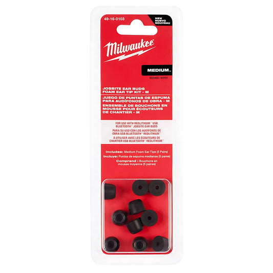 Jobsite Earbuds Foam Ear Tip Kit - M-Milwaukee-49-16-0103-8608