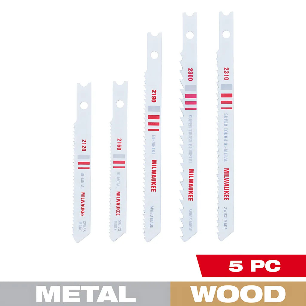 5 Pc U-Shank Bi-Metal Jig Saw Blade Set-Milwaukee-49-22-1168-6249