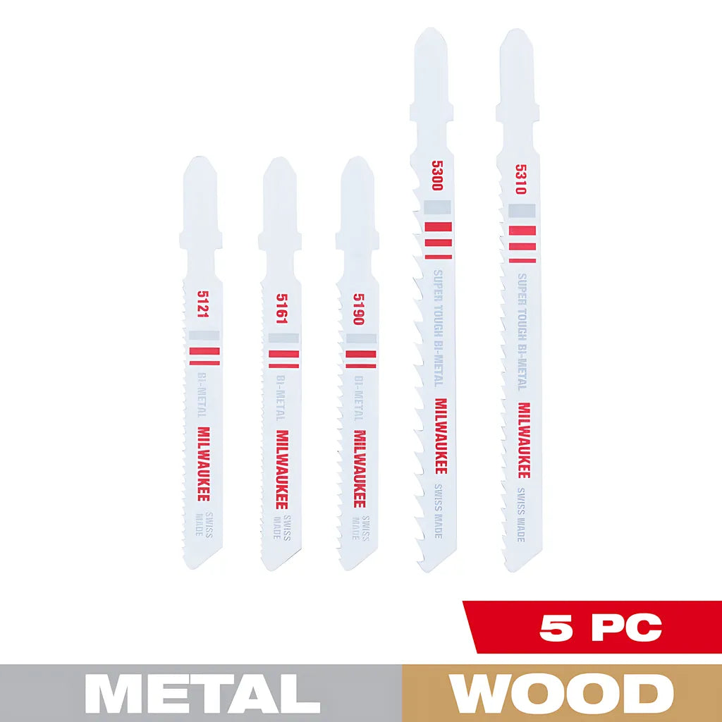 5Pc T-Shank Bi-Metal Jig Saw Blade Set-Milwaukee-49-22-1178-6438